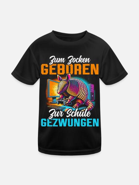 Born to gamble Forced to go to school Armadillo - Kids Functional T-Shirt - black - Front