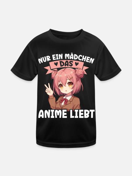 Juste une fille qui aime les mangas Kawaii animés - T-shirt sport Enfant - noir - Devant
