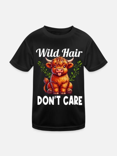 Scottish Highland Cow Scotland Farm - Kids Functional T-Shirt - black - Front