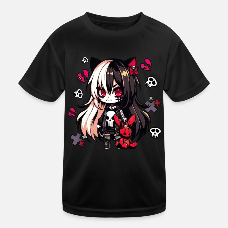 Chibi Kawaii Emo Pastel Goth Fille Anime T-shirt sport Enfant