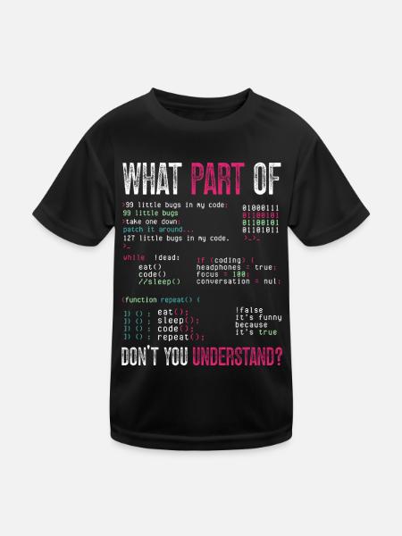 Programmierer Computercodierungssoftwareentwickler - Kinder Funktions-T-Shirt - Schwarz - Vorne