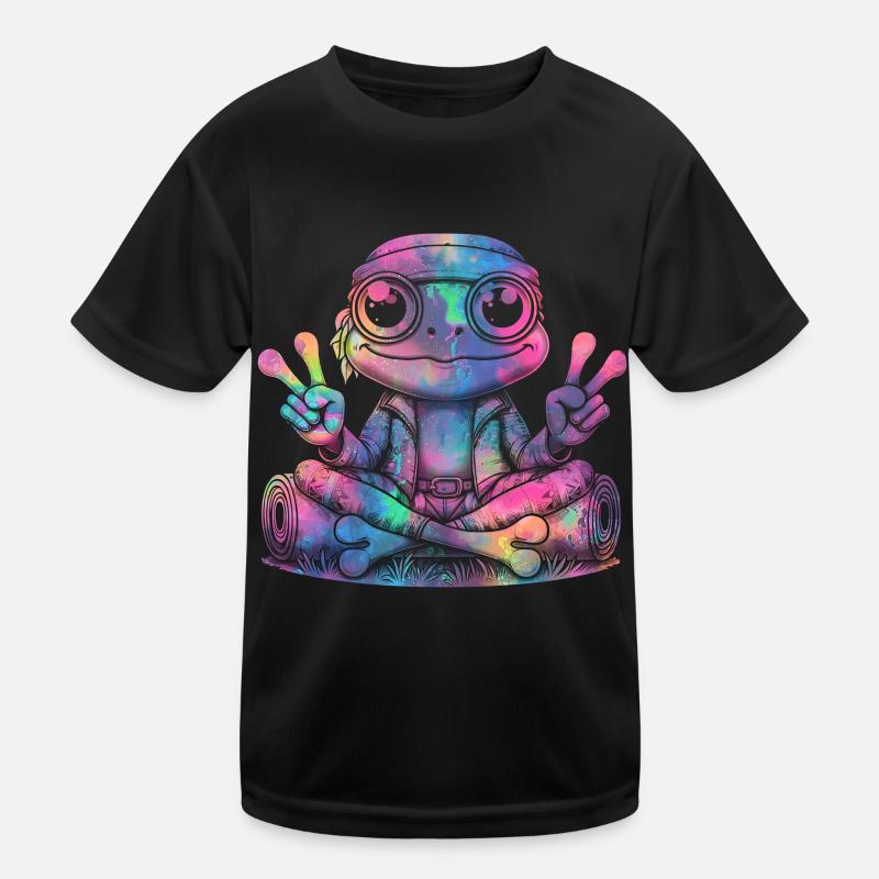 Friedenszeichen Dye Hippie Frog 60s Kinder Funktions-T-Shirt