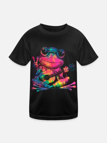 Signe de la paix Teinture Hippie Grenouille des années 60 - T-shirt sport Enfant - noir - Devant