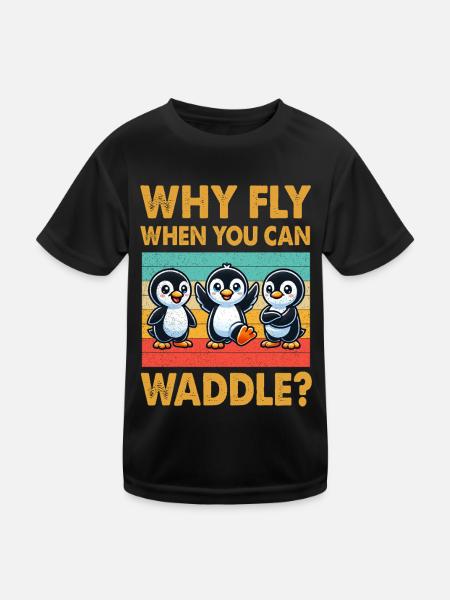 Pingouins Oiseau Amoureux des Pingouins Passionné - T-shirt sport Enfant - noir - Devant