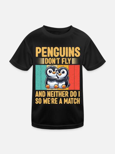 Penguine Vogelliebhaber Penguin -Enthusiast - Kinder Funktions-T-Shirt - Schwarz - Vorne
