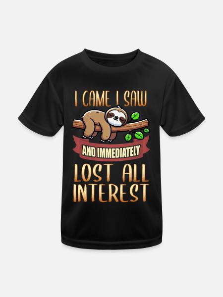 Sloths, Animal Lover, Sloth Lover, Lazy Sloth - Kids Functional T-Shirt - black - Front