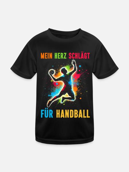 Handball Liebhaber Handball Sport Spieler - Kinder Funktions-T-Shirt - Schwarz - Vorne