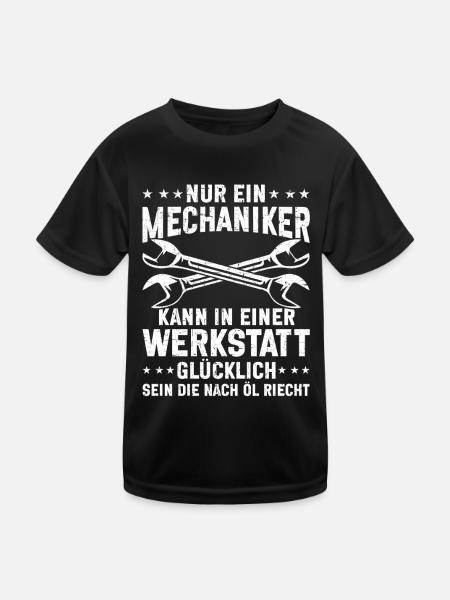 Automechaniker Kfz Techniker Fahrzeugreparatur - Kinder Funktions-T-Shirt - Schwarz - Vorne