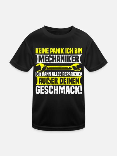 Automechaniker Kfz Techniker Fahrzeugreparatur - Kinder Funktions-T-Shirt - Schwarz - Vorne