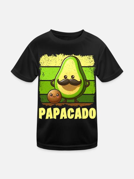 Papacado Avocado Papa Vatertag Vater Vaterschaft - Kinder Funktions-T-Shirt - Schwarz - Vorne