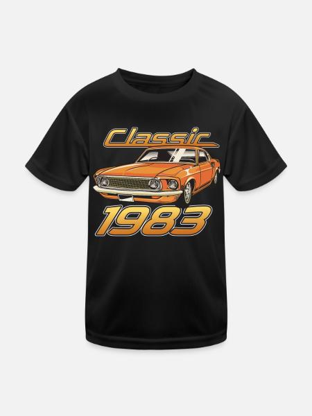 Voiture classique 1983 - T-shirt sport Enfant - noir - Devant