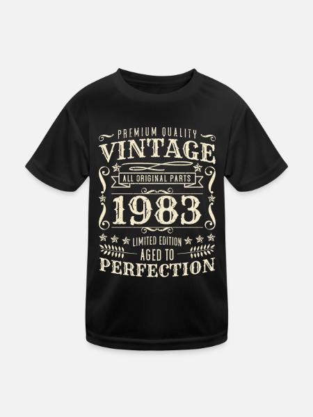 Premium-Qualität Jahrgang 1983 - Kinder Funktions-T-Shirt - Schwarz - Vorne
