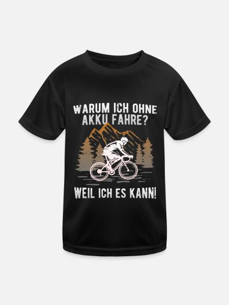 Fahrrad ohne Akku fahren - Echte Biker - Kinder Funktions-T-Shirt - Schwarz - Vorne