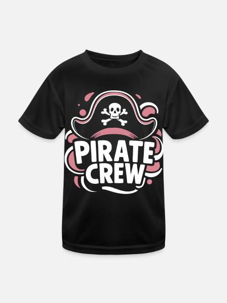 Pirat Piraten Fasching Halloween - Kinder Funktions-T-Shirt - Schwarz - Vorne