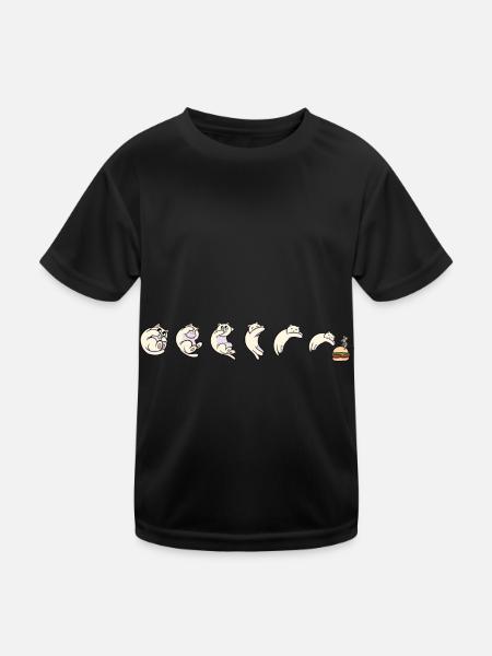 Cat, Hunger, Mouse, Burger, Fast Food, Kid - Kids Functional T-Shirt - black - Front