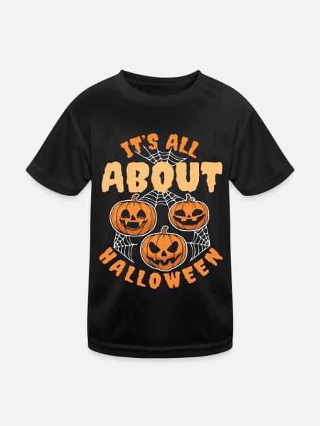 Its all about Halloween Kürbis - Kinder Funktions-T-Shirt - Schwarz - Vorne