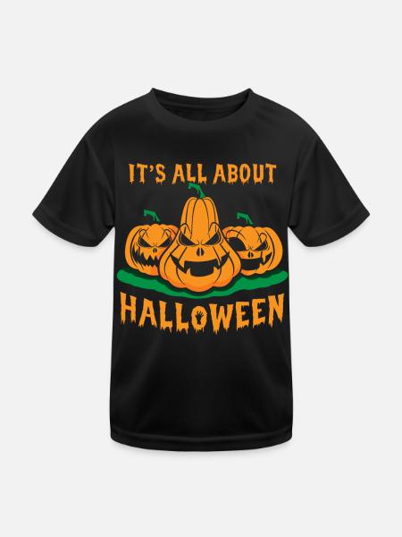 Its all about halloween kürbis - Kinder Funktions-T-Shirt - Schwarz - Vorne