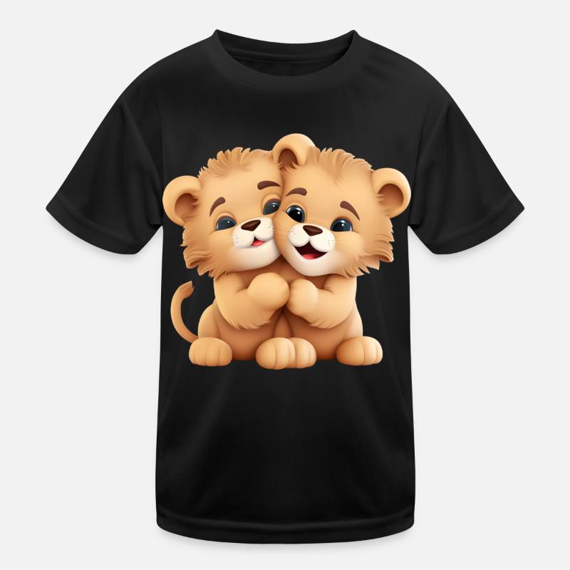 Cute lion cuddling animal lover Kids Functional T-Shirt