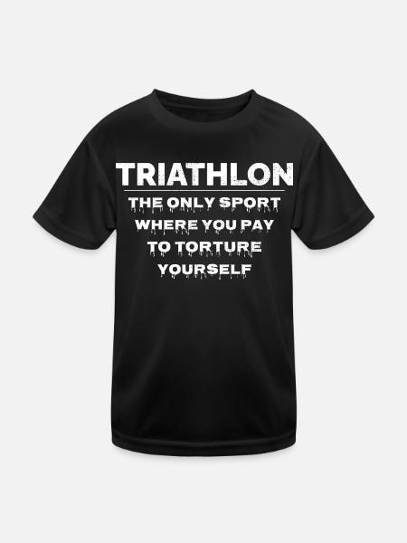 Schwimmen Rad Laufen Triathlon Triathlet Leichtathletik - Kinder Funktions-T-Shirt - Schwarz - Vorne