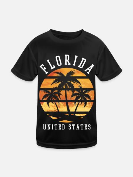 Florida USA Miami America Summer Palm Trees Beach - Kids Functional T-Shirt - black - Front