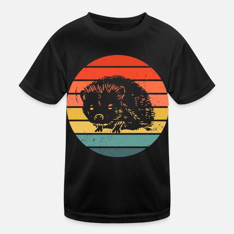 Hedgie Retro Sunset Hedgehog Kinder Funktions-T-Shirt