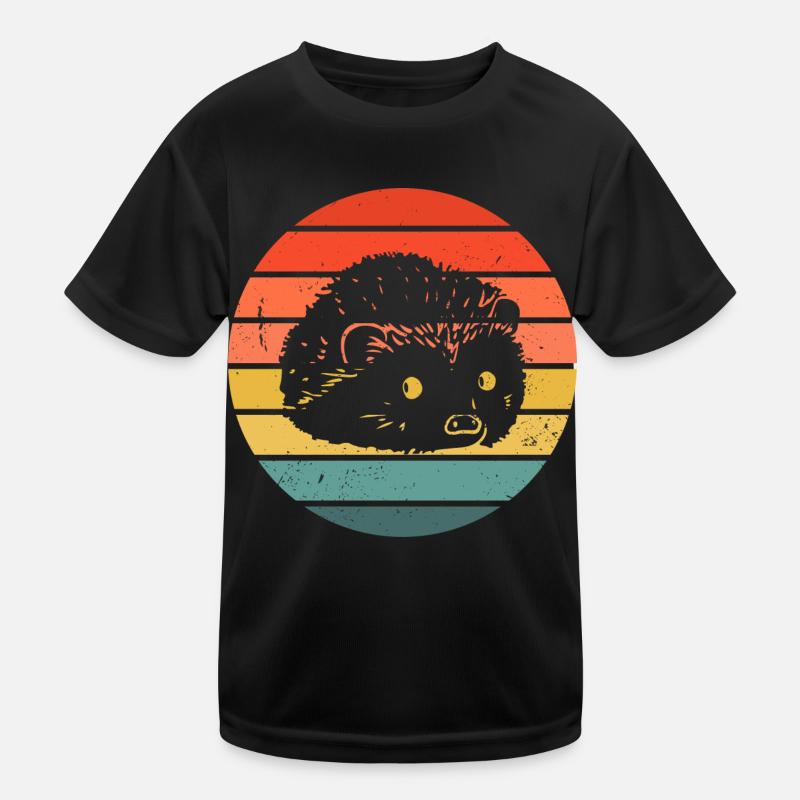Hedgie Retro Sunset Hedgehog Kinder Funktions-T-Shirt