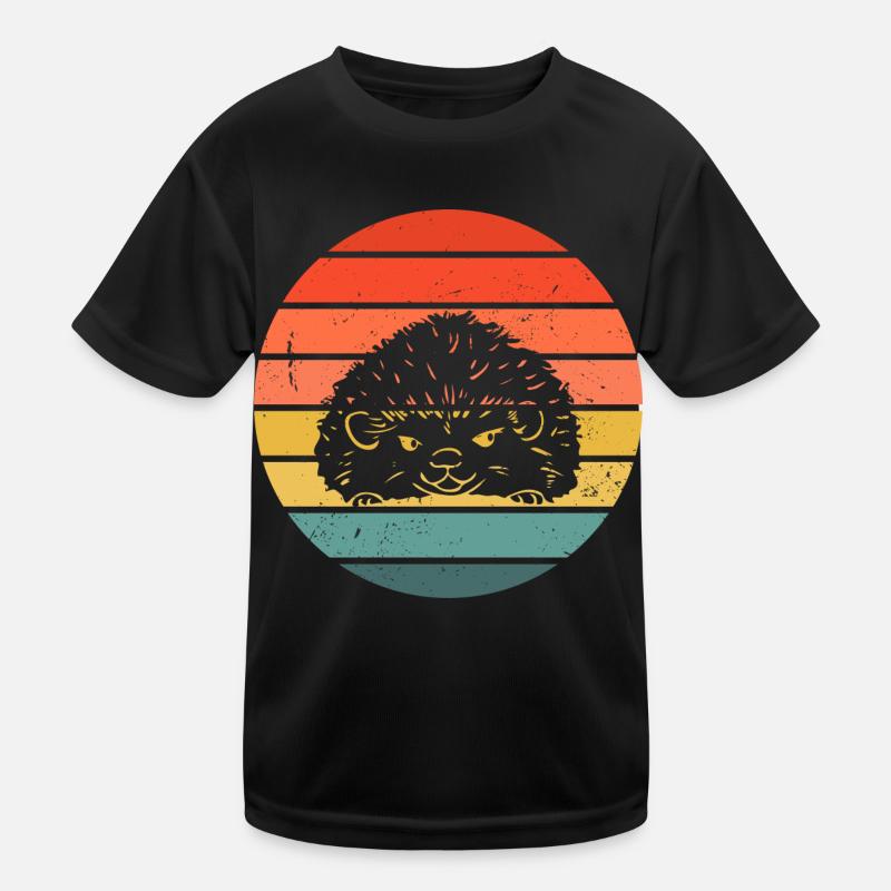 Hedgie Retro Sunset Hedgehog Kinder Funktions-T-Shirt