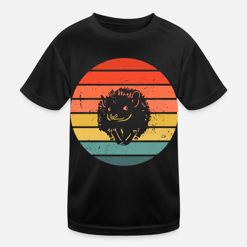 Hedgie Retro Sunset Hedgehog Kinder Funktions-T-Shirt