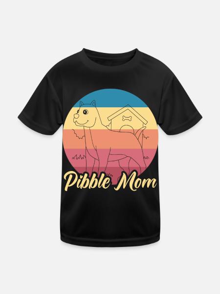 Pibble Mom Pitbull Maman American Terrier Rétro - T-shirt sport Enfant - noir - Devant