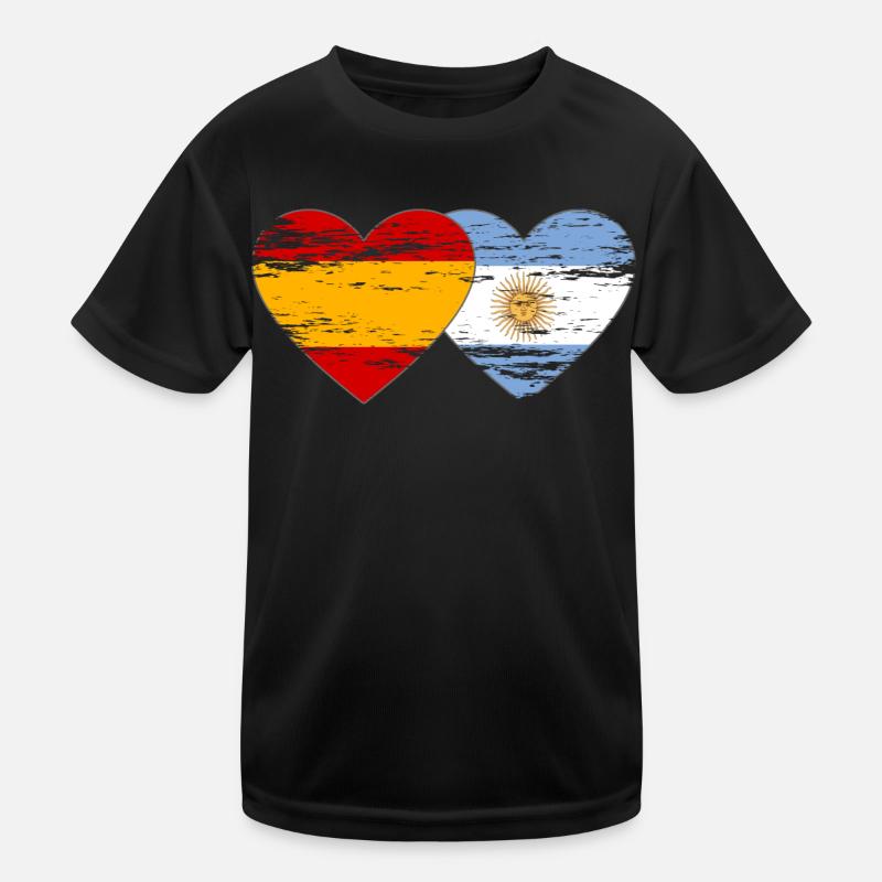 Spanien Argentinien Flagge Herz used Kinder Funktions-T-Shirt
