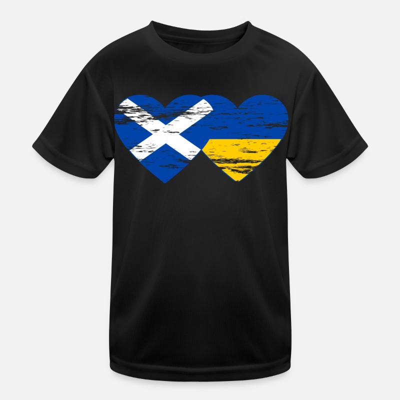 Ecosse Ukraine drapeau coeur utilisé T-shirt sport Enfant