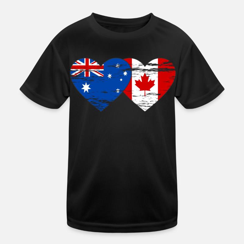 Australie Canada drapeau coeur utilisé T-shirt sport Enfant