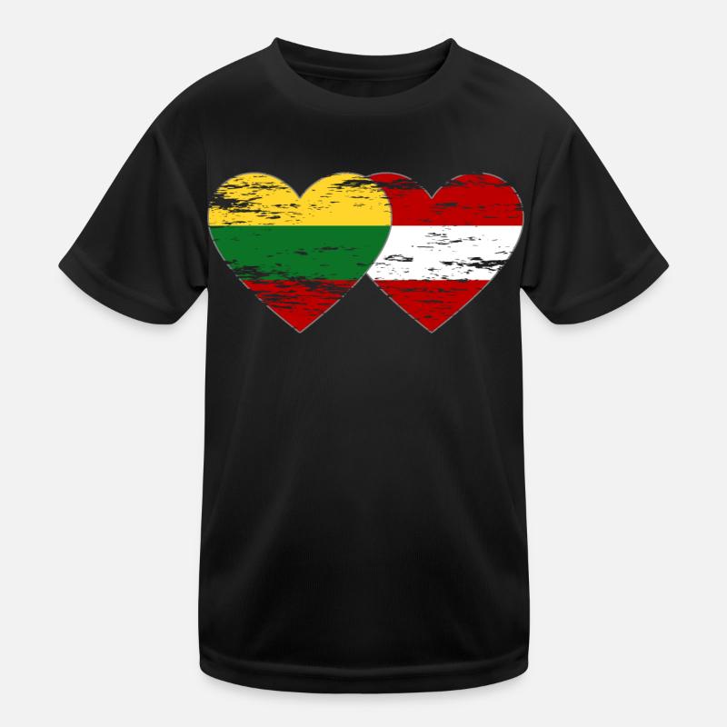 Lithuania Austria Flag Heart Used Kids Functional T-Shirt