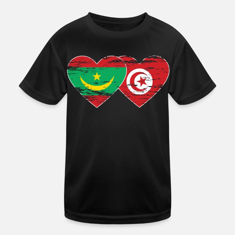 Mauritanie Tunisie drapeau coeur utilisé T-shirt sport Enfant