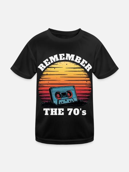 Retro Kassette - Nostalgische 70er Jahre Vibes - Kinder Funktions-T-Shirt - Schwarz - Vorne
