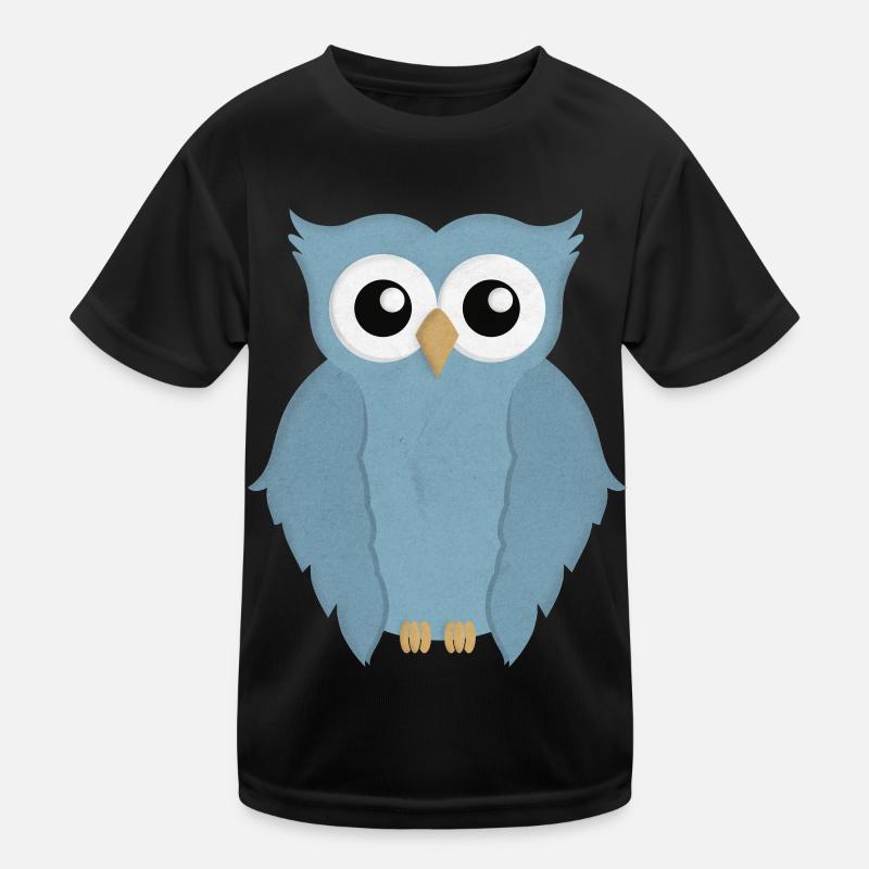 Eule - Kinder Funktions-T-Shirt - Schwarz