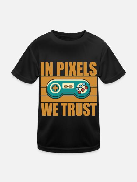 Dans Pixels, nous faisons confiance citation de jeu de la vieille école - T-shirt sport Enfant - noir - Devant