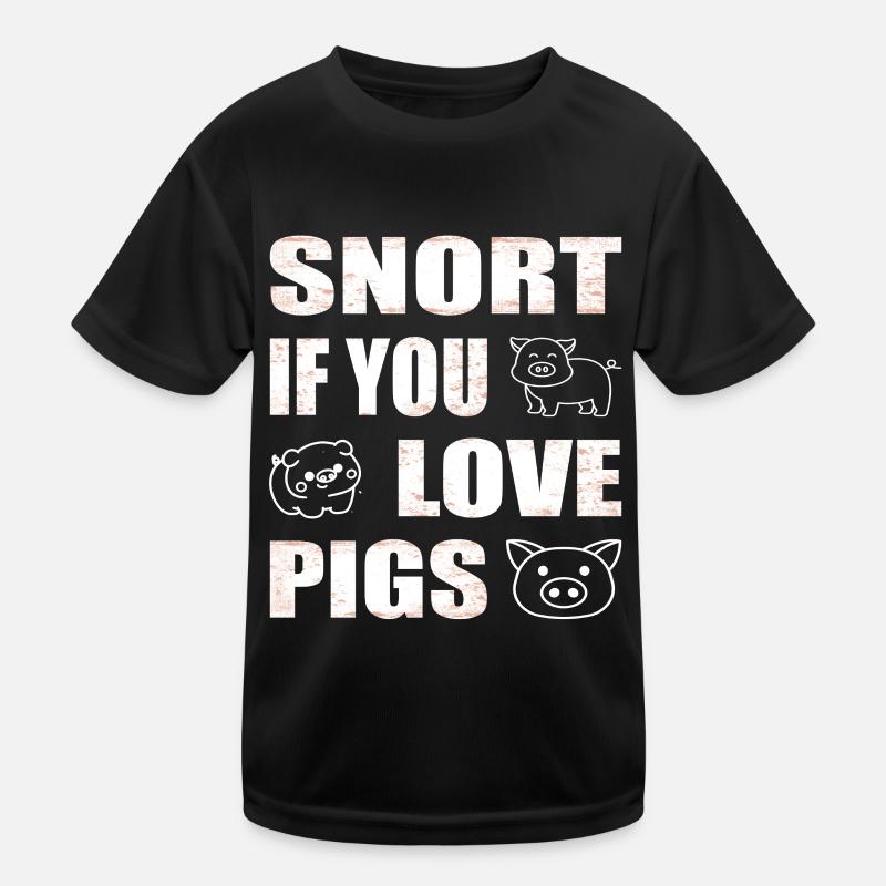 Schnauben, wenn du Schweine liebst Schweinezüchter Kinder Funktions-T-Shirt
