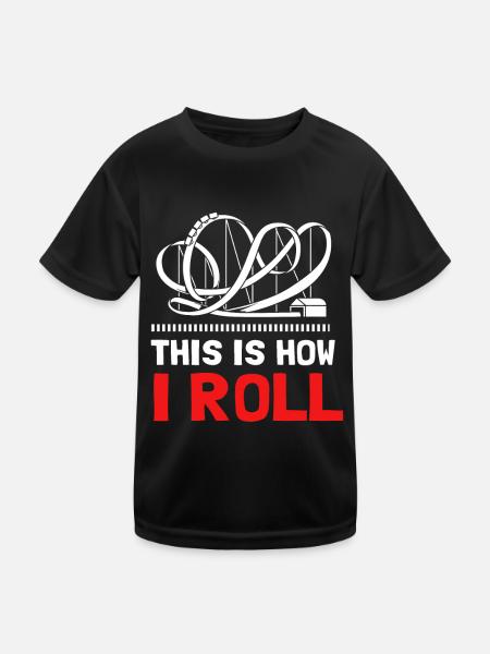 Achterbahn - Kinder Funktions-T-Shirt - Schwarz - Vorne