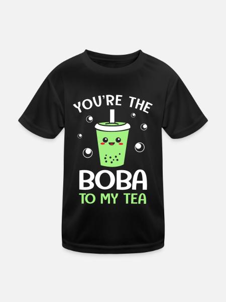 Bubble Tee Boba Tea - Kinder Funktions-T-Shirt - Schwarz - Vorne