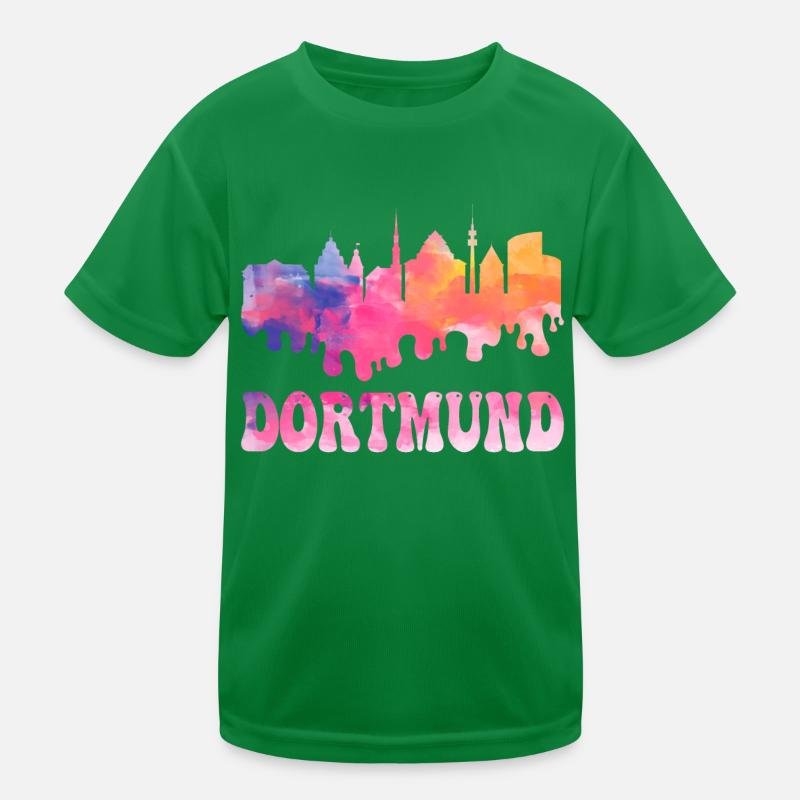 Dortmund Germany City Skyline Splash Colorful Kids Functional T-Shirt