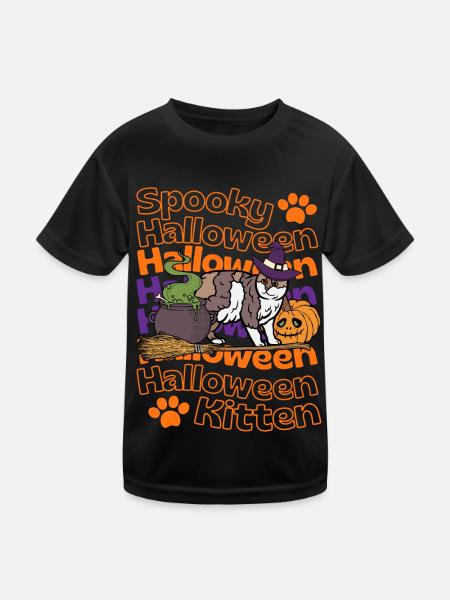 Mignon Manx Halloween Cat Spooky Halloween Cat - T-shirt sport Enfant - noir - Devant