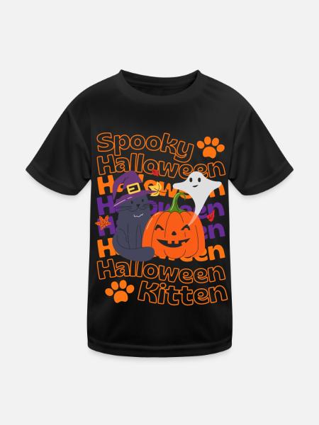 Halloween cat for Halloween lovers - Kids Functional T-Shirt - black - Front