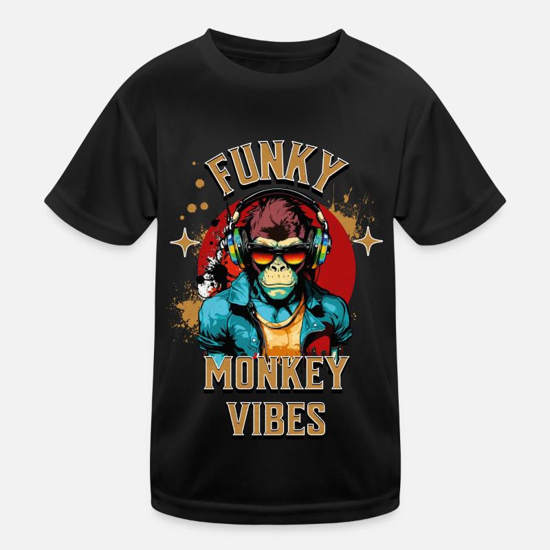 Monkey Sunglasses Casque Musique Funky Vibes T-shirt sport Enfant