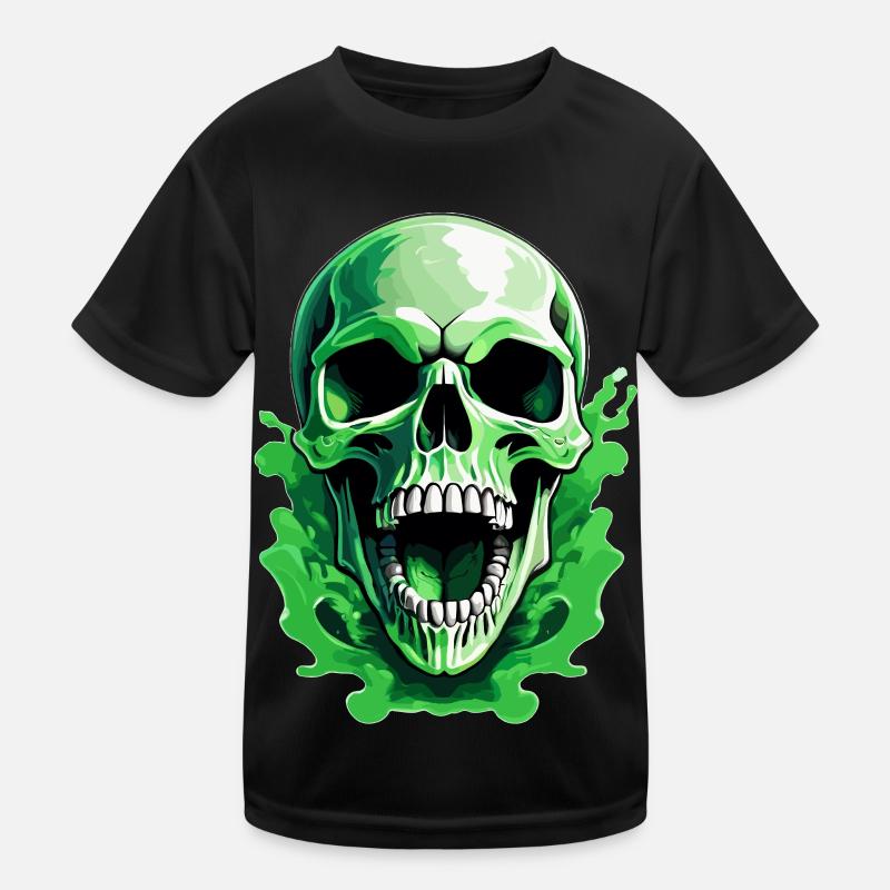 Crâne hurlant vert T-shirt sport Enfant