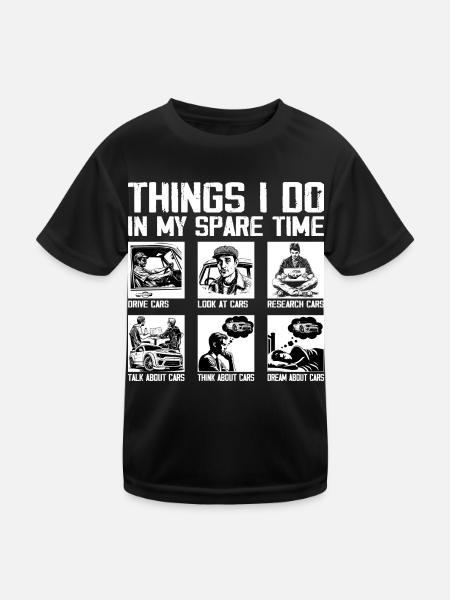 Auto Dinge, die ich in meiner Freizeit mache Auto, Typ Mechaniker - Kinder Funktions-T-Shirt - Schwarz - Vorne