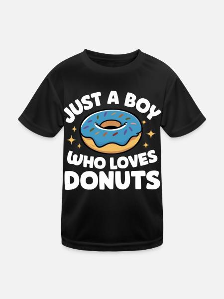 Donut Donuts Süßigkeiten Bagel - Kinder Funktions-T-Shirt - Schwarz - Vorne
