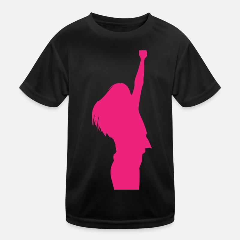 Frau Mädchen Siegerpose Kinder Funktions-T-Shirt
