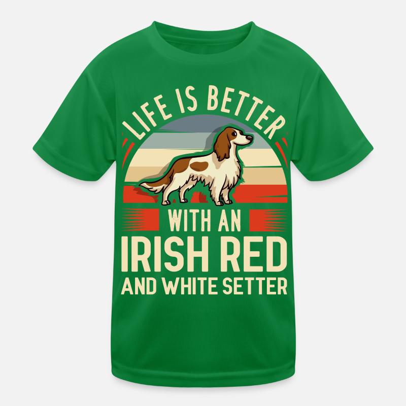 Irish Red and White Setter Dog Owner Holder Kids Functional T-Shirt
