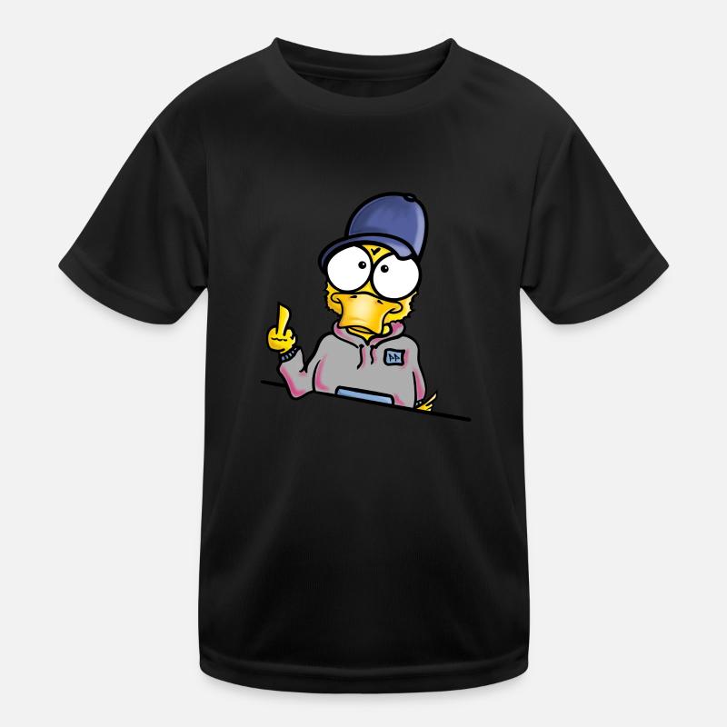 Duck with cap middle finger Kids Functional T-Shirt